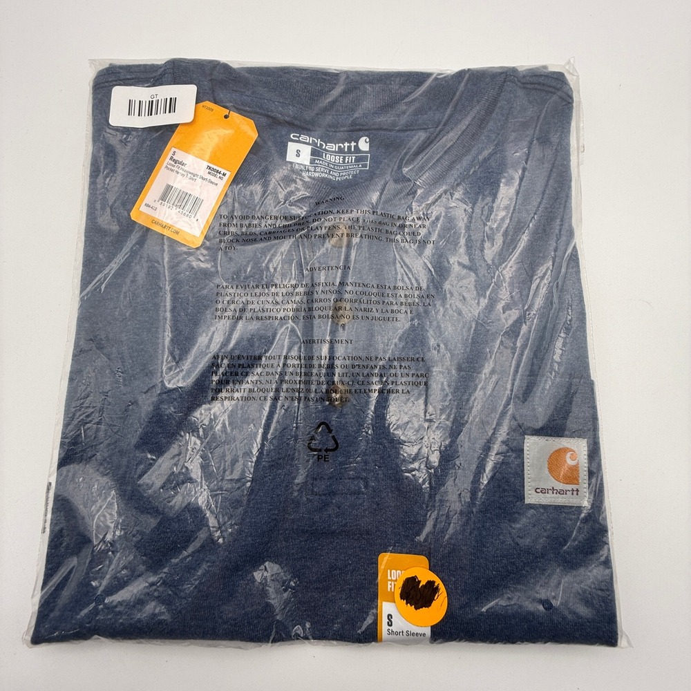 Carhartt Men S Blue Loose Fit Heavyweight Short Sleeve Pocket Henley T-Shirt K84